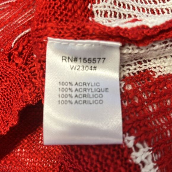 NWT Miracle | Red White Juliet’s Heart Gauge Slub Sweater Top S/M - Picture 6 of 7